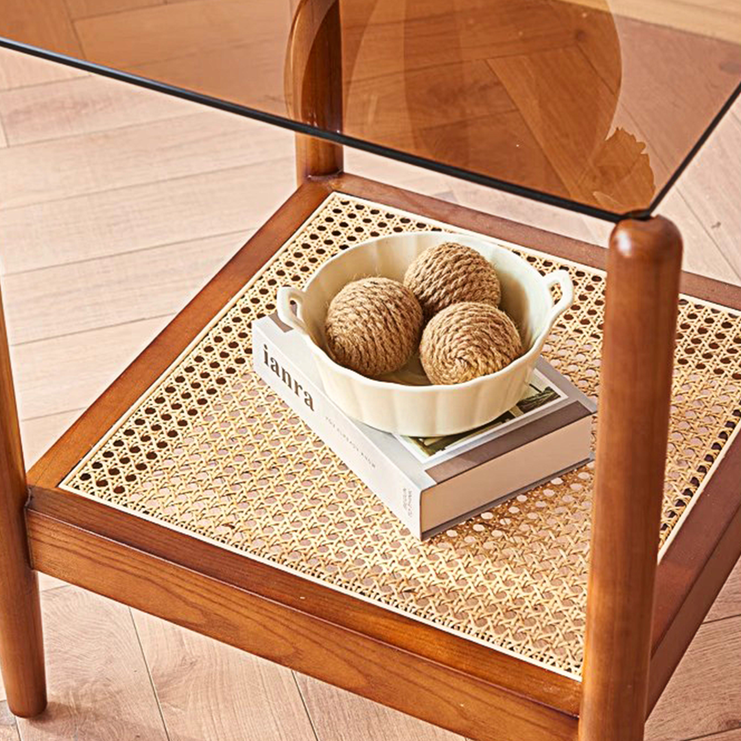 Pamela Wood Coffee Table, Rattan-Weilai Concept-Weilai Concept