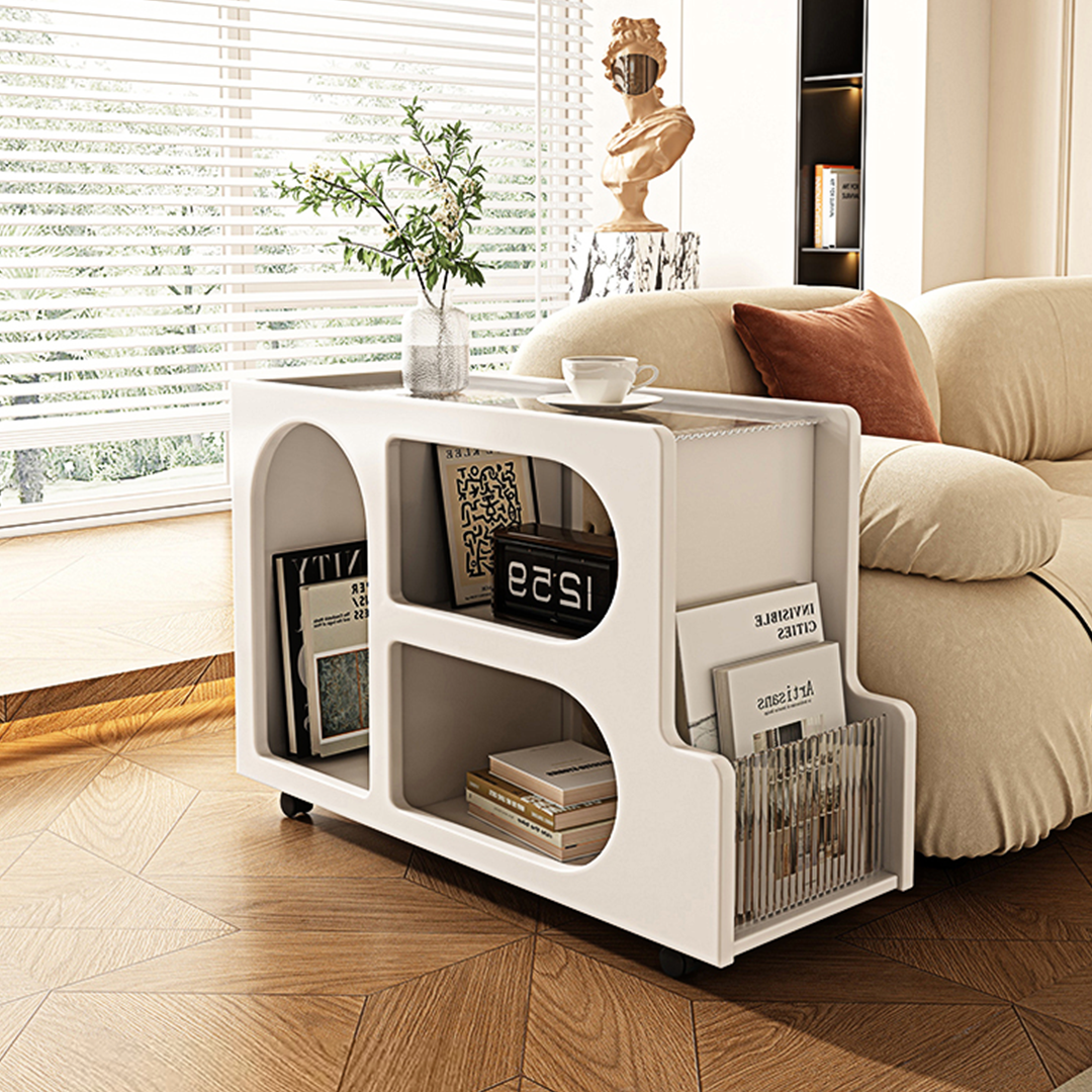 Thaddeus Trolley Style Side Table, Wood-Weilai Concept-Weilai Concept