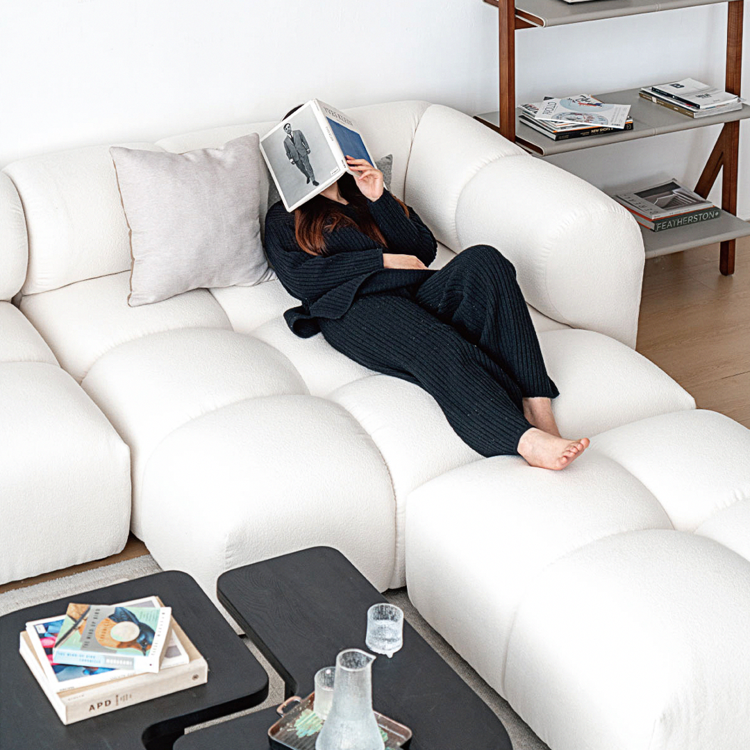 Lysander Velvet Module Three Seater, Four Seater, Five Seater Sofa, Corner Sofa, White-Weilai Concept-Weilai Concept