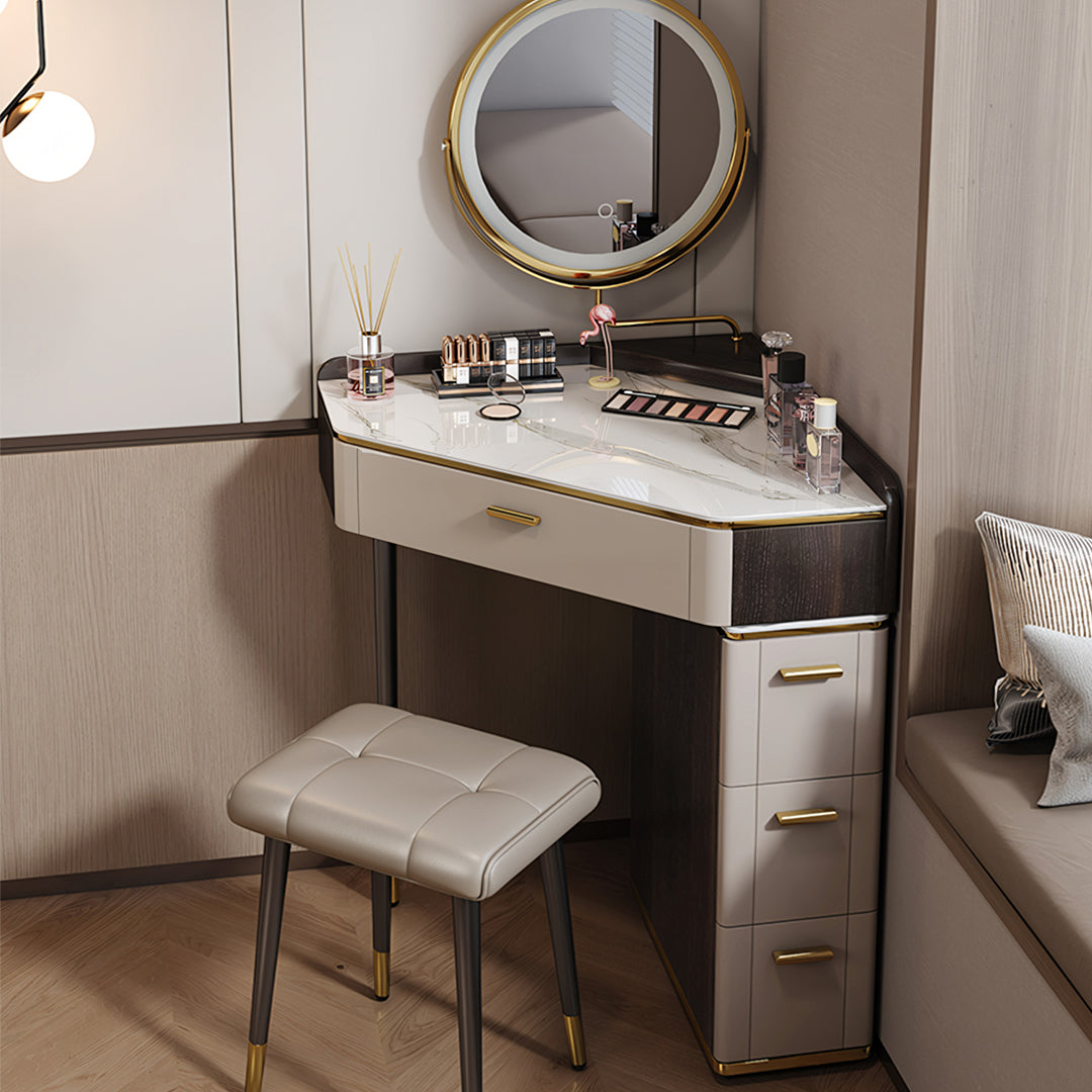 Amigo Small Corner Dressing Table, Slimline Dressing Table, With LED Mirror-Weilai Concept-Weilai Concept