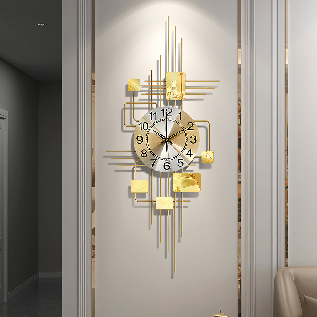 Park Art Deco Wall Clock, Silent Clock, Vertical, Gold-Weilai-Weilai Concept