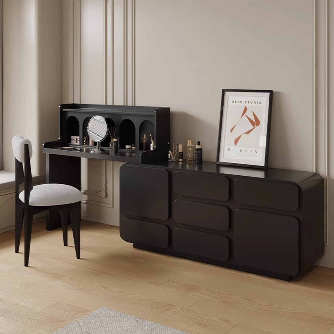 Qwincy Dressing Table With Sideboard, Black, Cream-Weilai Concept-Weilai Concept
