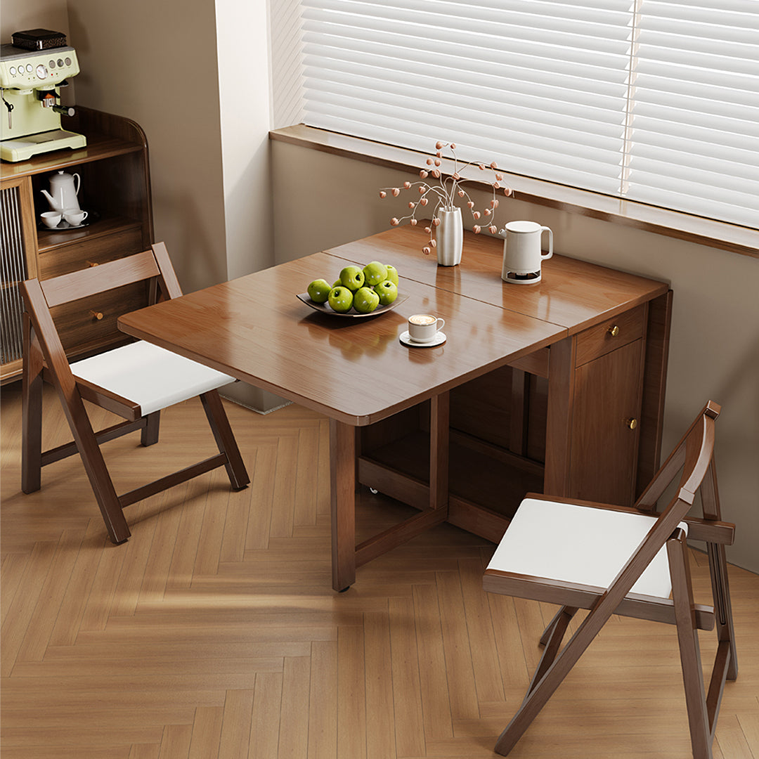Salgado Folding Dining Table With Storage, Solid Wood