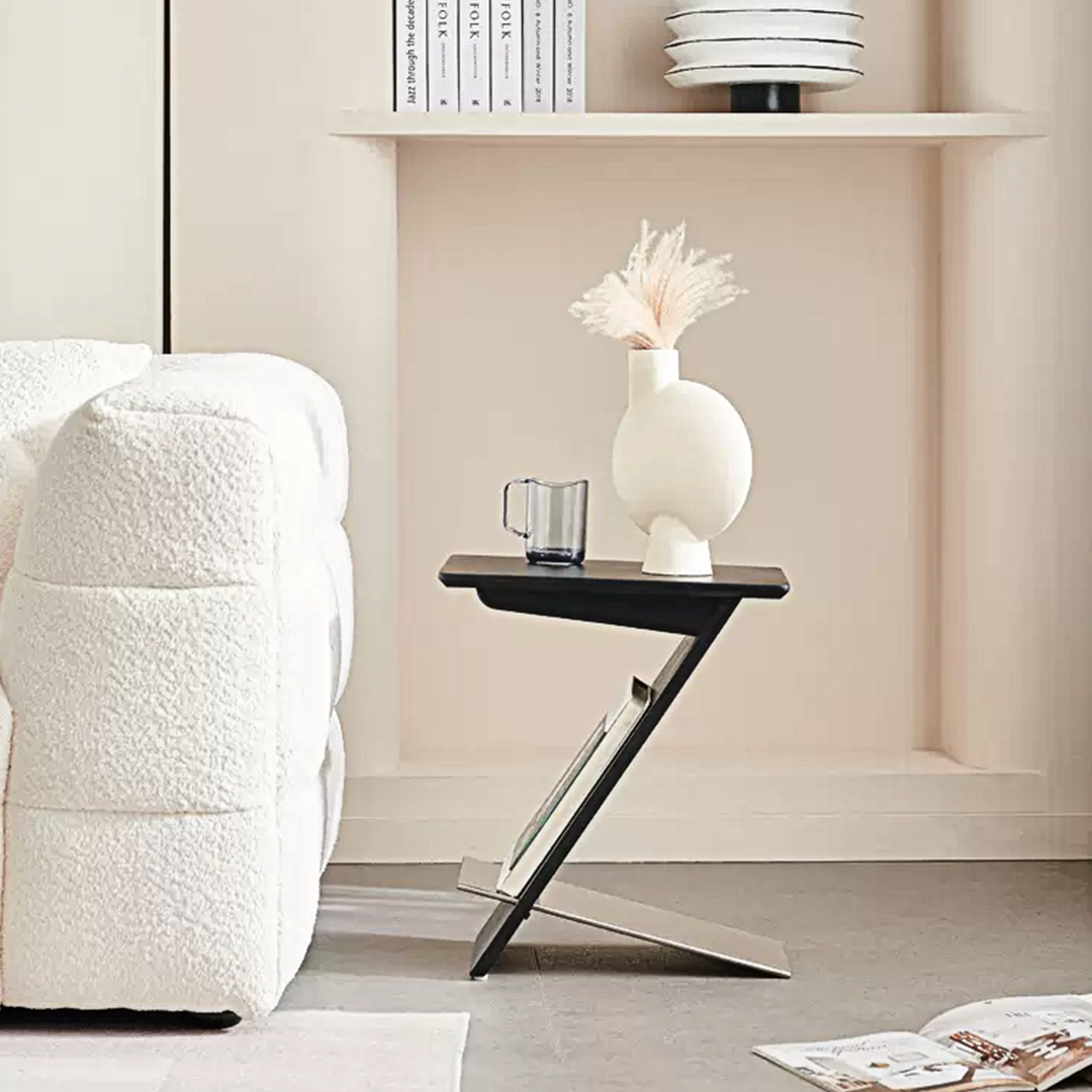 Adrian Side Table With Magazine Rack, Solid Wood-Weilai Concept-Weilai Concept