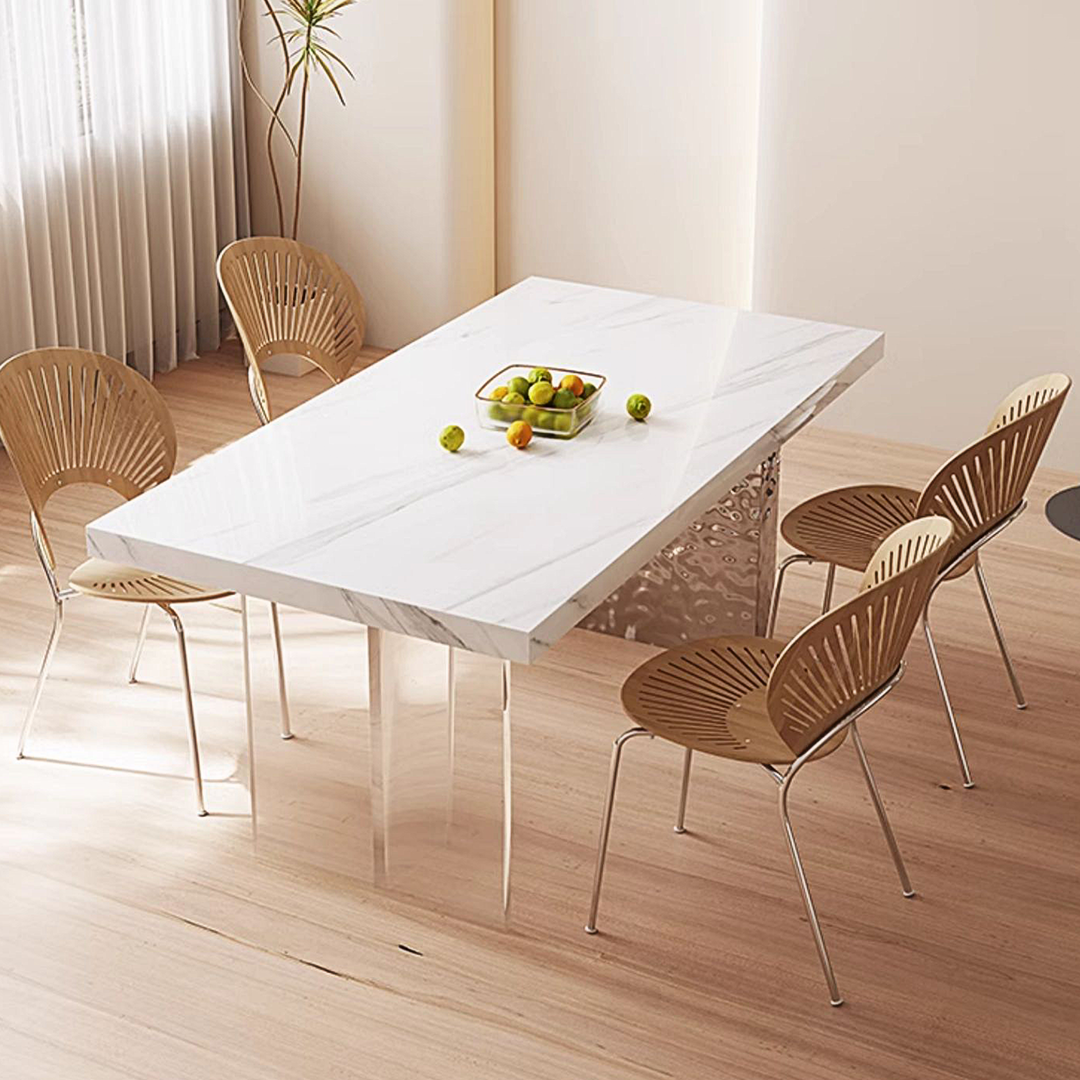 Madison Creamy Dining Table, Sintered Stone & Acrylic-Weilai Concept-Weilai Concept