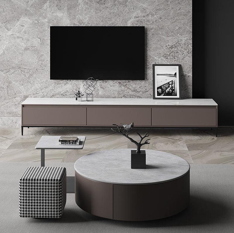 Alvis Coffee Table Set With Stool, Sintered Stone-Weilai Concept-Weilai Concept
