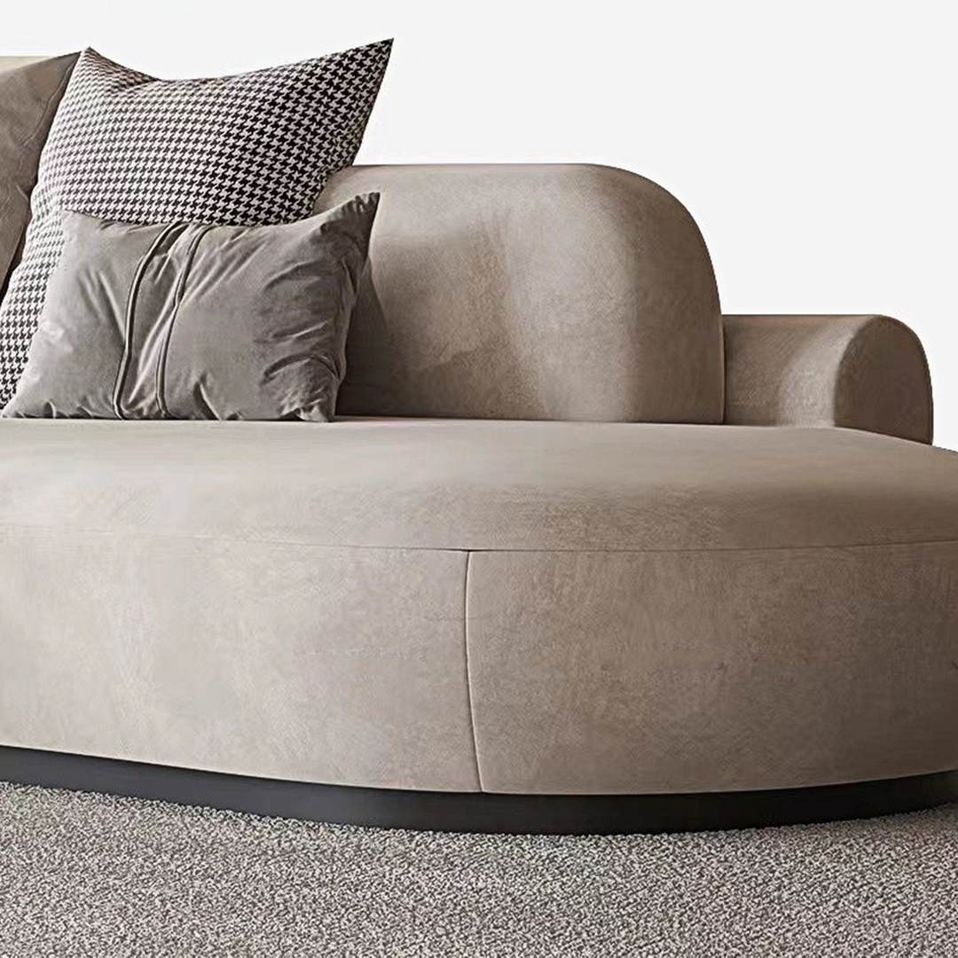 Cosima Grey Four Seater, Five Seater Curved Sofa, Long Sofa Suedue, Clearance-Weilai Concept-Weilai Concept