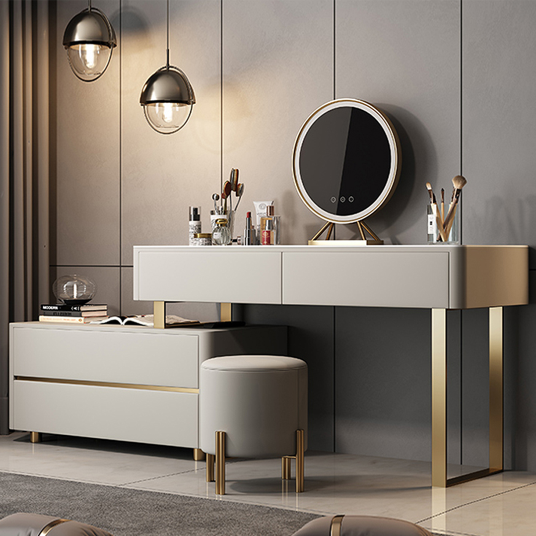 Maynard Dressing Table With Sideboard With LED Mirror-Weilai Concept-Weilai Concept