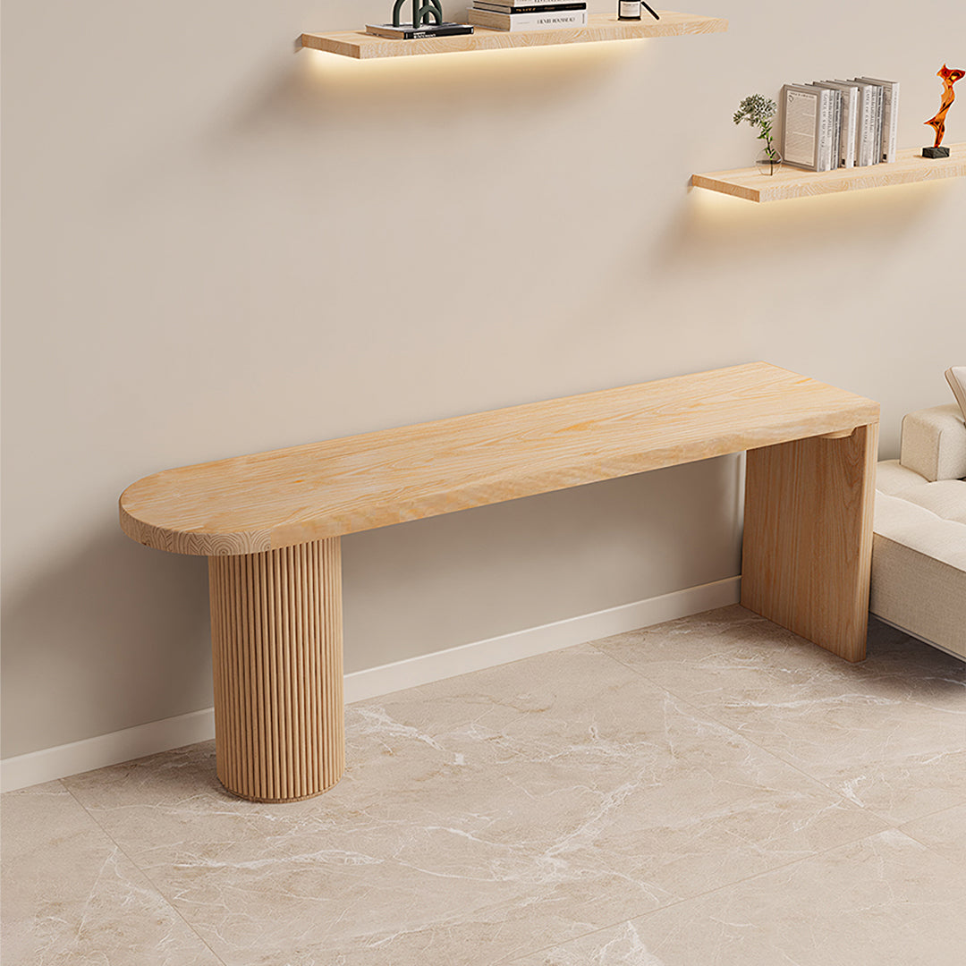 Haruki Narrow Office Desk, Solid Wood, Light Oak-Weilai Concept-Weilai Concept
