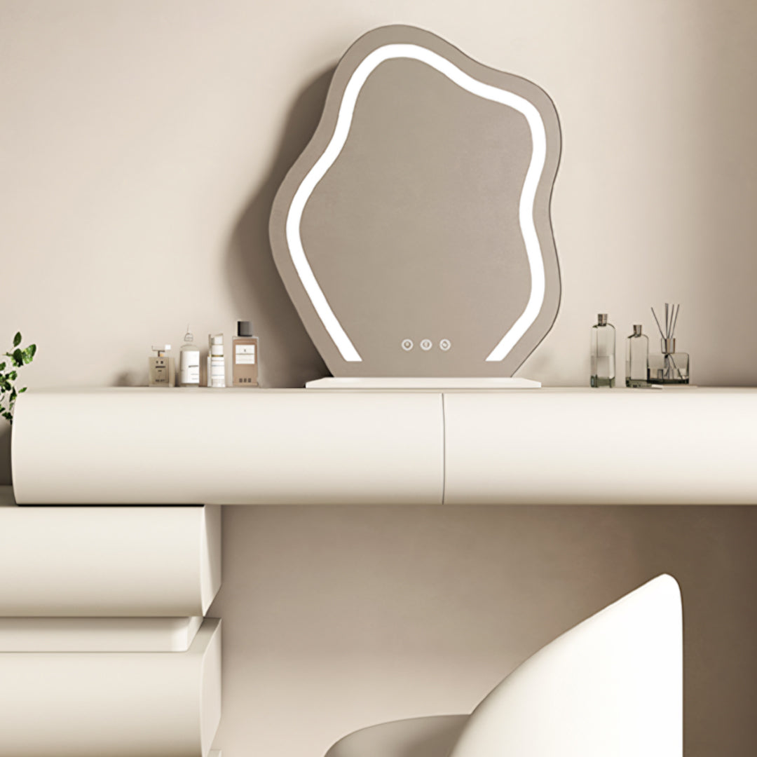 Penelope Dressing Table And Stool, With LED Mirror, Cream-Weilai Concept-Weilai Concept