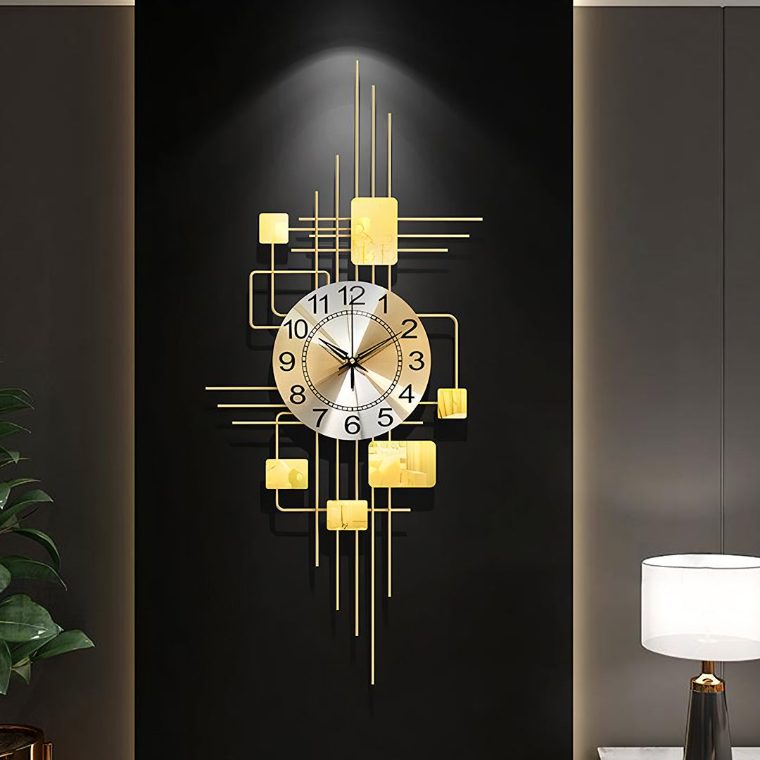 Park Art Deco Wall Clock, Silent Clock, Vertical, Gold-Weilai-Weilai Concept