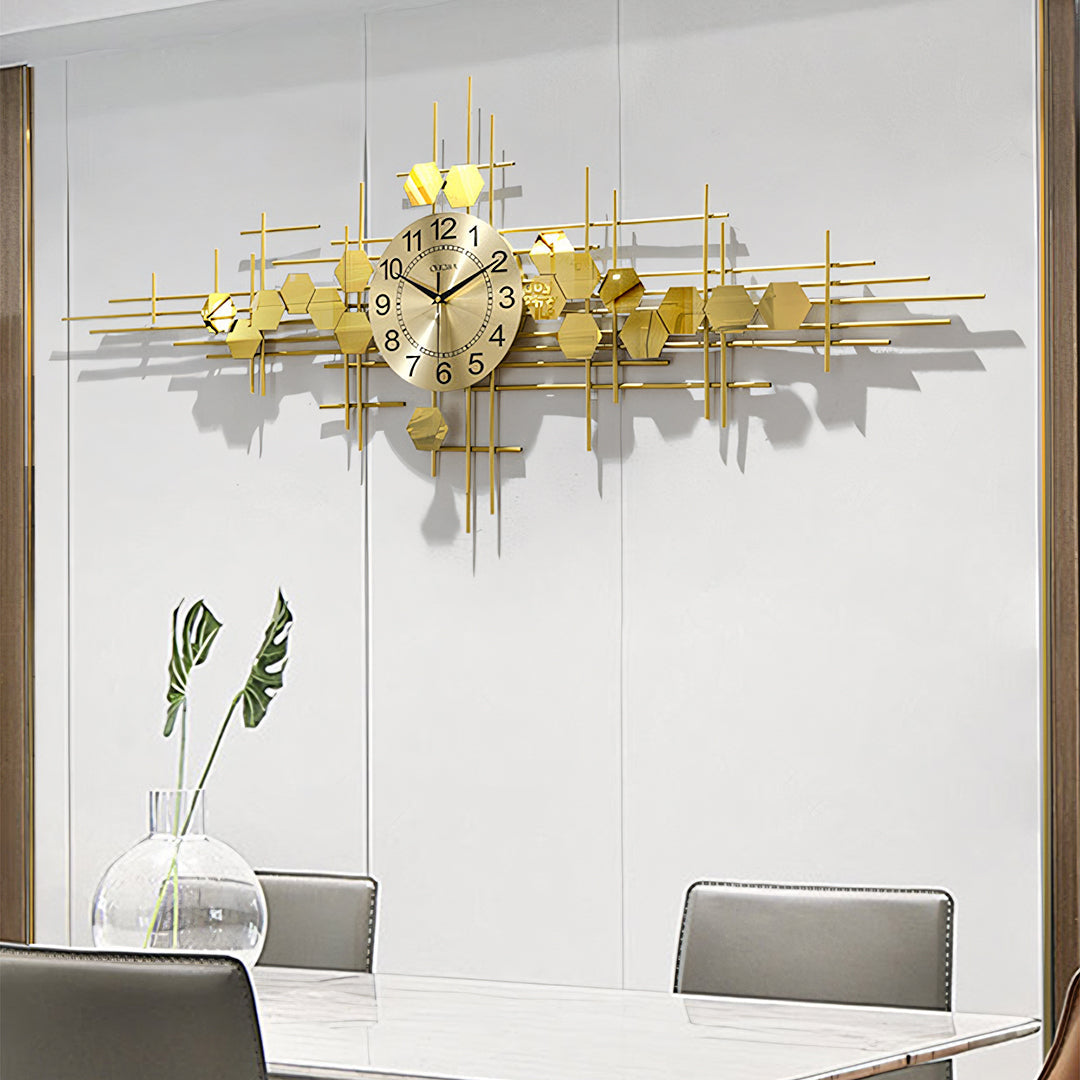 Clark Art Deco Wall Clock, Silent Clock, Gold-Weilai-Weilai Concept