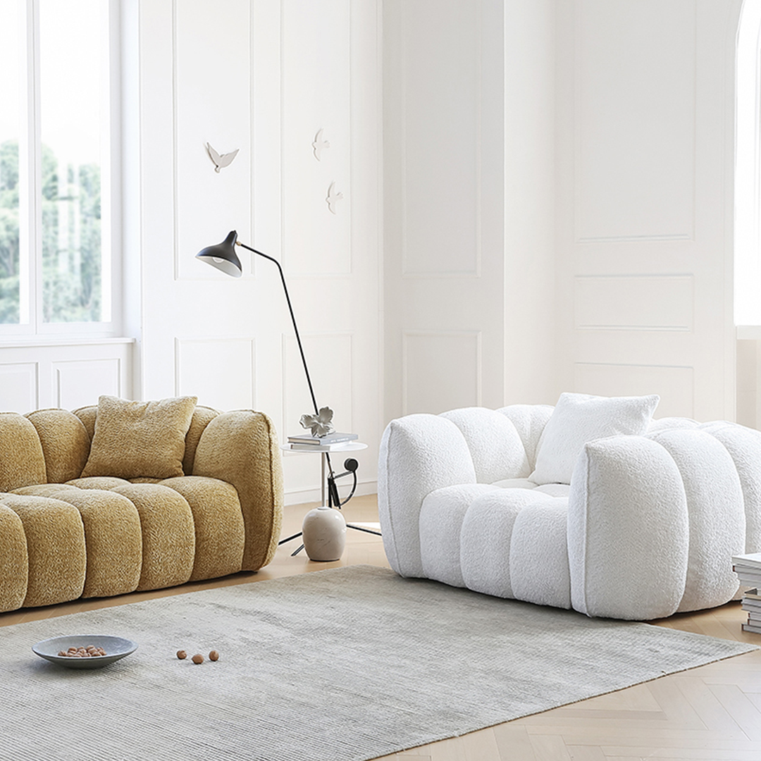 Oxley Pumpkin Single Seater Sofa, Armchair, White-Weilai Concept-Weilai Concept
