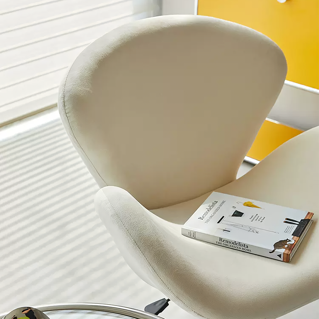 Tane Swivel Office Chair, Cream Flannelette-Weilai Concept-Weilai Concept