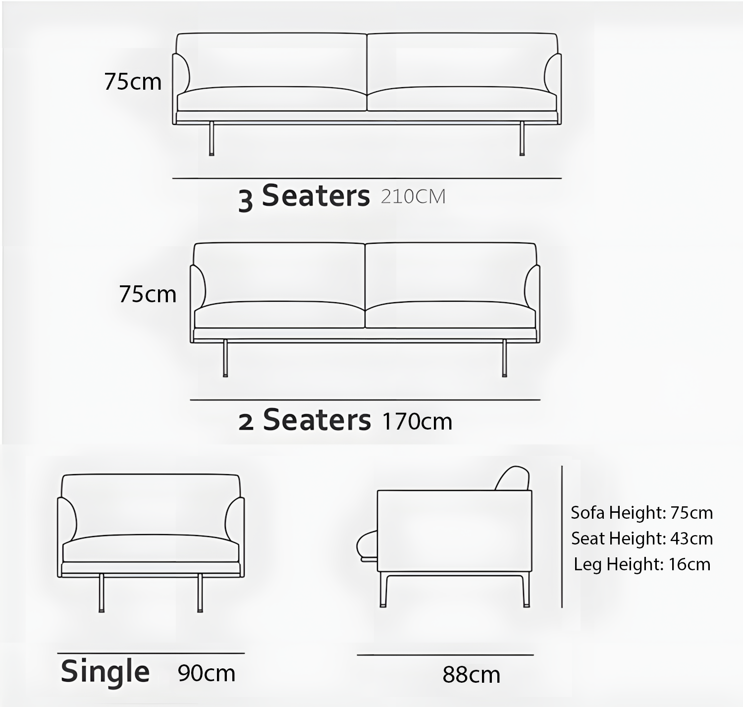 Muuto Outline Style Armchair, 2 Seater, Leather-Weilai Concept-Weilai Concept