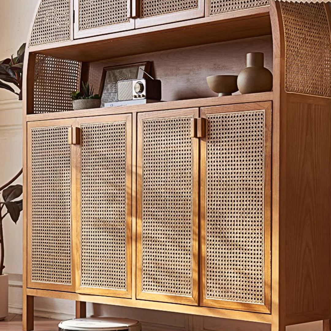 Eisha Rattan Shoe Storage, Cupboard, Solid Wood-Weilai Concept-Weilai Concept