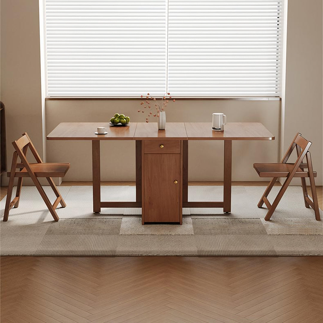 Salgado Folding Dining Table With Storage, Solid Wood