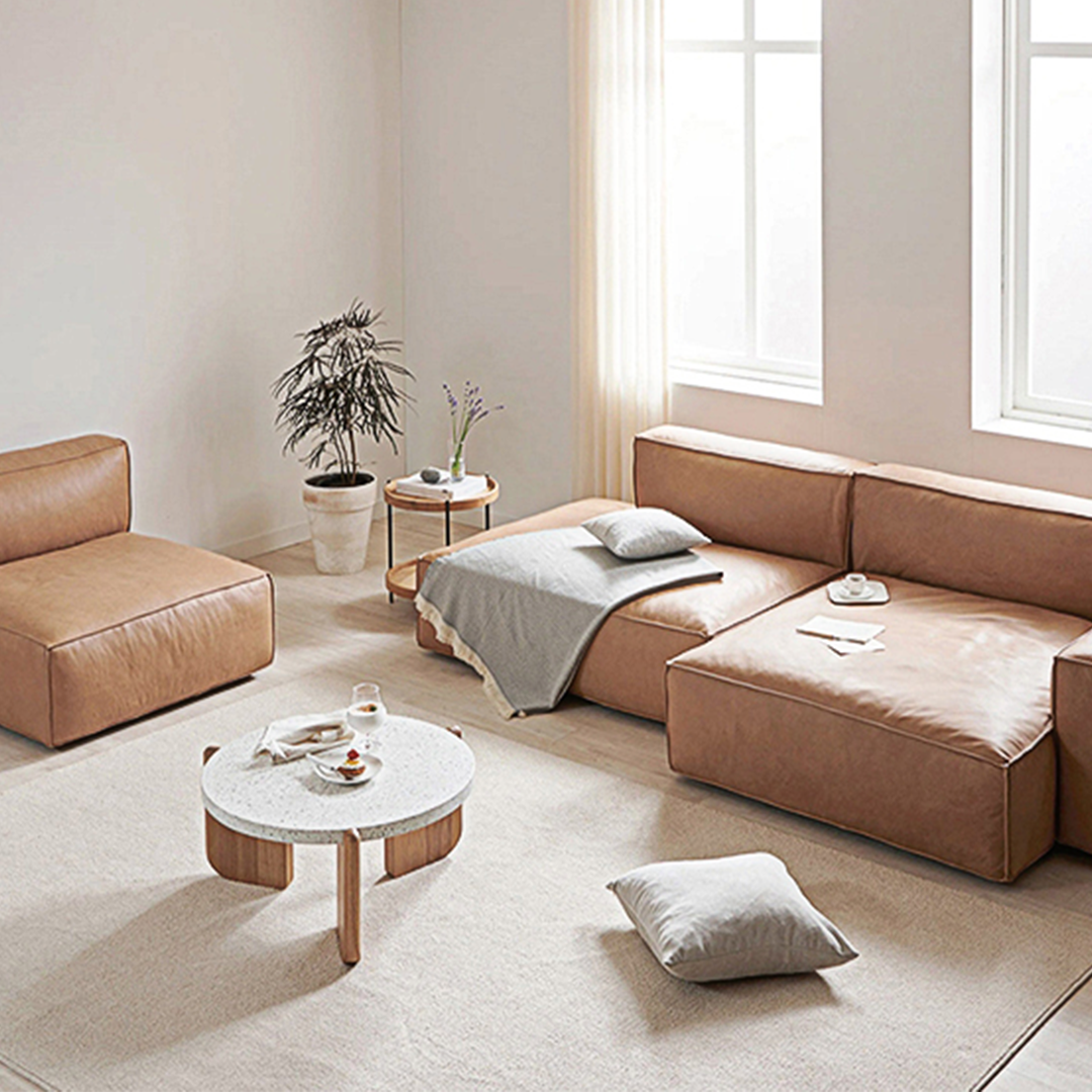 Lucian Four Seater Coner Sofa, Modular Sofa, Real Leather-Weilai Concept-Weilai Concept