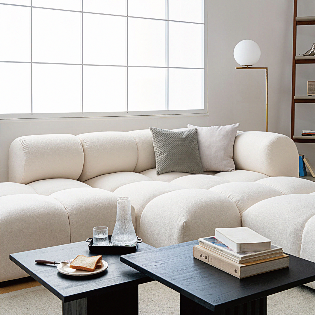 Lysander Velvet Module Three Seater, Four Seater, Five Seater Sofa, Corner Sofa, White-Weilai Concept-Weilai Concept