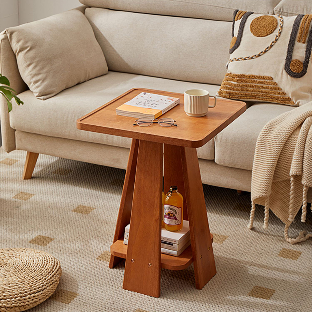 Eva Dne Side Table With Storage, Solid Wood-Weilai Concept-Weilai Concept