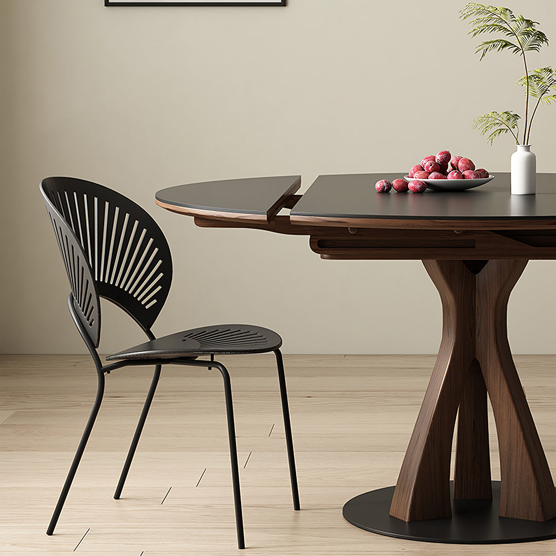 Caruso Round Folding Dining Table, Sintered Stone, Black