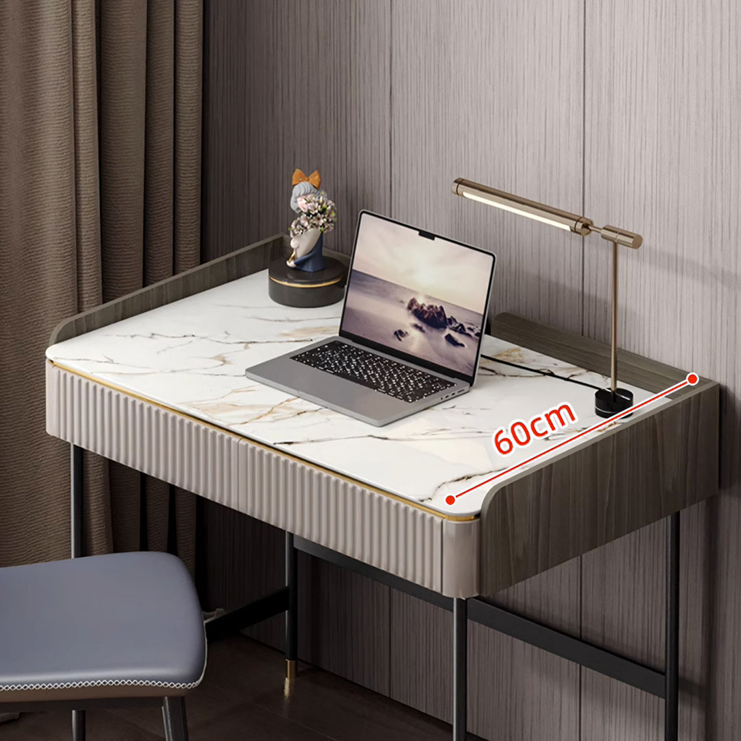 Mateo Office Desk With Drawers, With Shelves-Weilai Concept-Weilai Concept