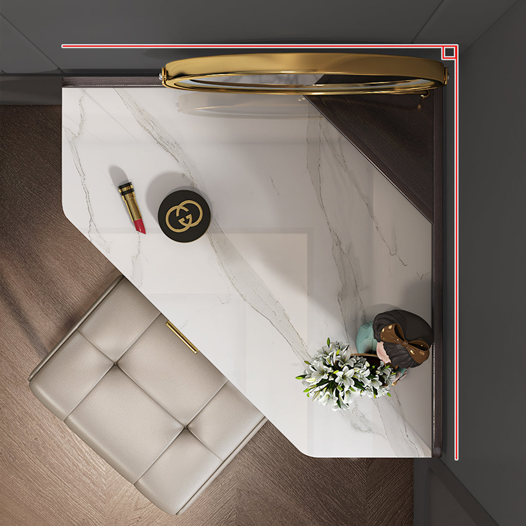 Amigo Small Corner Dressing Table, Slimline Dressing Table, With LED Mirror-Weilai Concept-Weilai Concept
