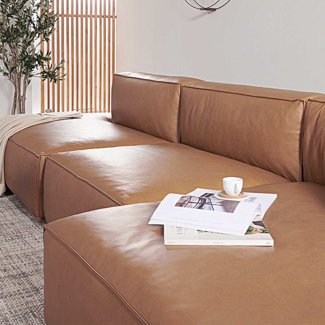 Lucian Four Seater Coner Sofa, Modular Sofa, Real Leather-Weilai Concept-Weilai Concept