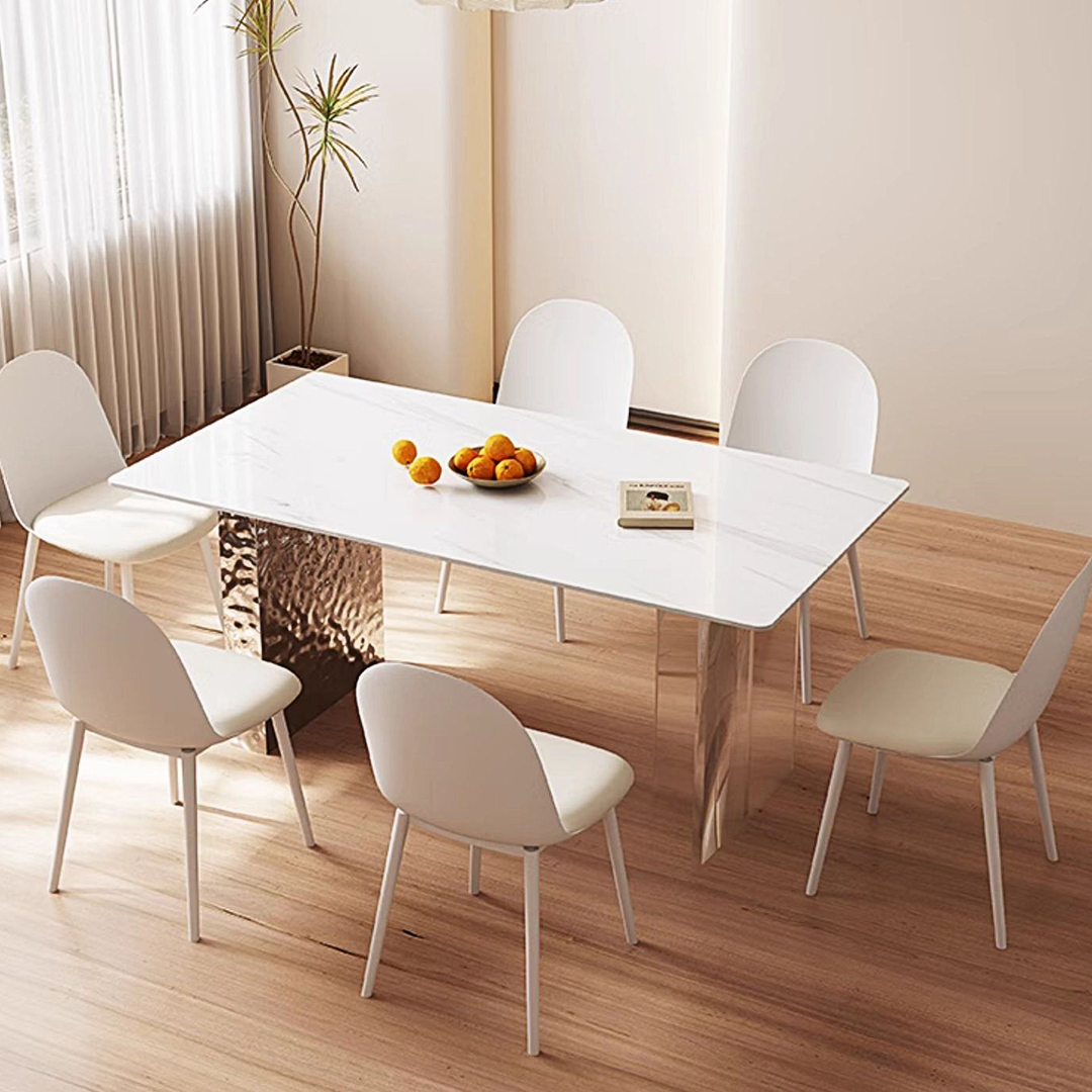 Madison Creamy Dining Table, Sintered Stone & Acrylic-Weilai Concept-Weilai Concept
