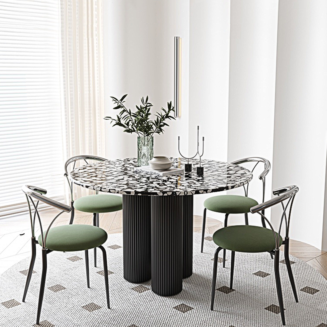 Martinez Small Round Dining Table, Marble-Weilai Concept-Weilai Concept
