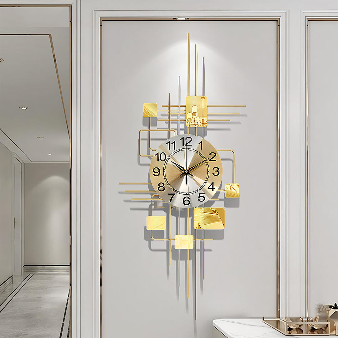 Park Art Deco Wall Clock, Silent Clock, Vertical, Gold-Weilai-Weilai Concept