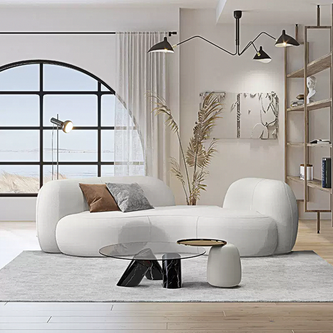 Elara Modern Curved Two Seater, Three Seater Sofa, Boucle-Weilai Concept-Weilai Concept