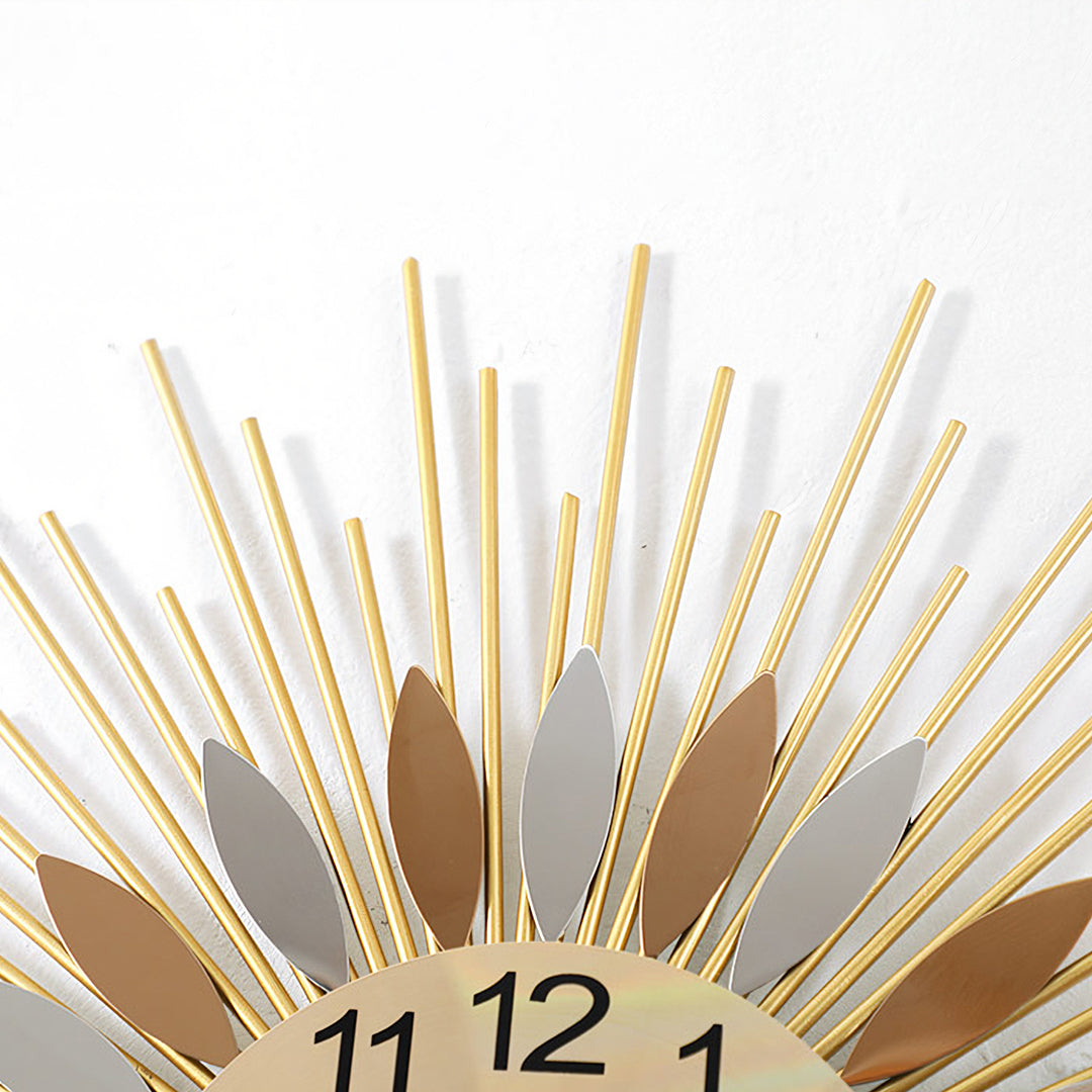 Miller Round Art Deco Wall Clock, Silent Clock, Gold & Silver-Weilai-Weilai Concept