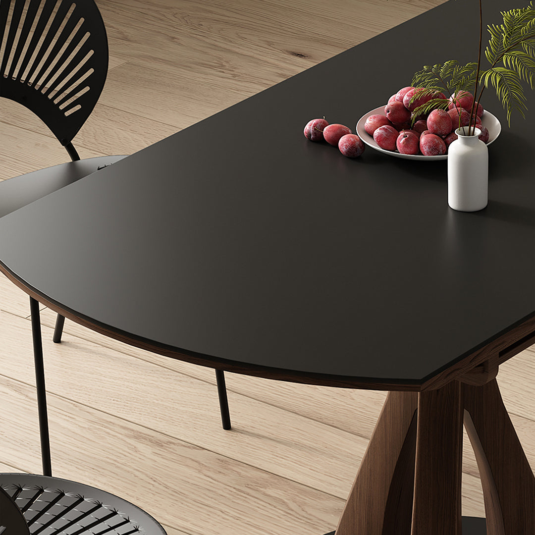 Caruso Round Folding Dining Table, Sintered Stone, Black