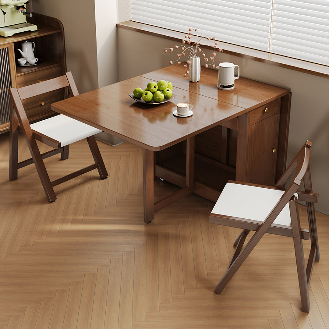 Salgado Folding Dining Table With Storage, Solid Wood