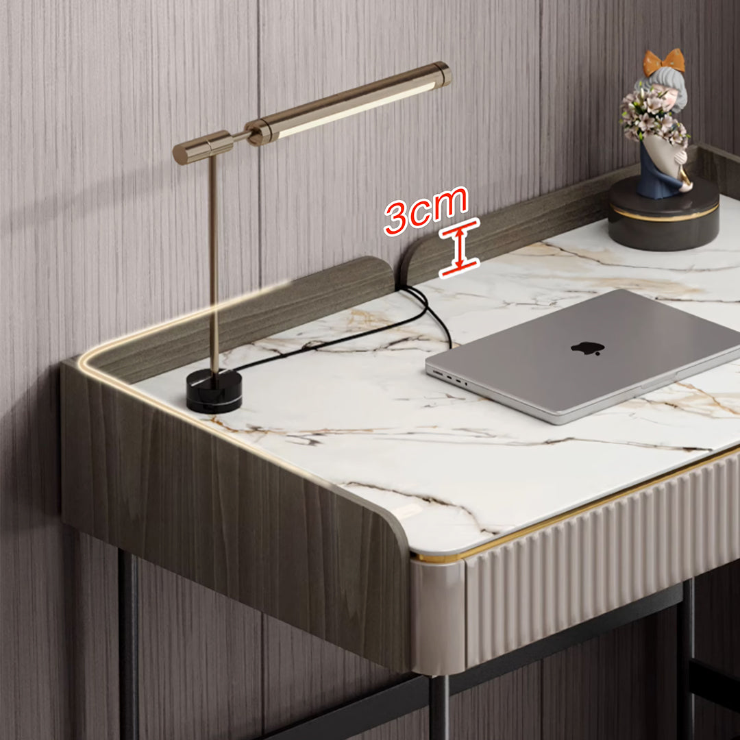 Mateo Office Desk With Drawers, With Shelves-Weilai Concept-Weilai Concept