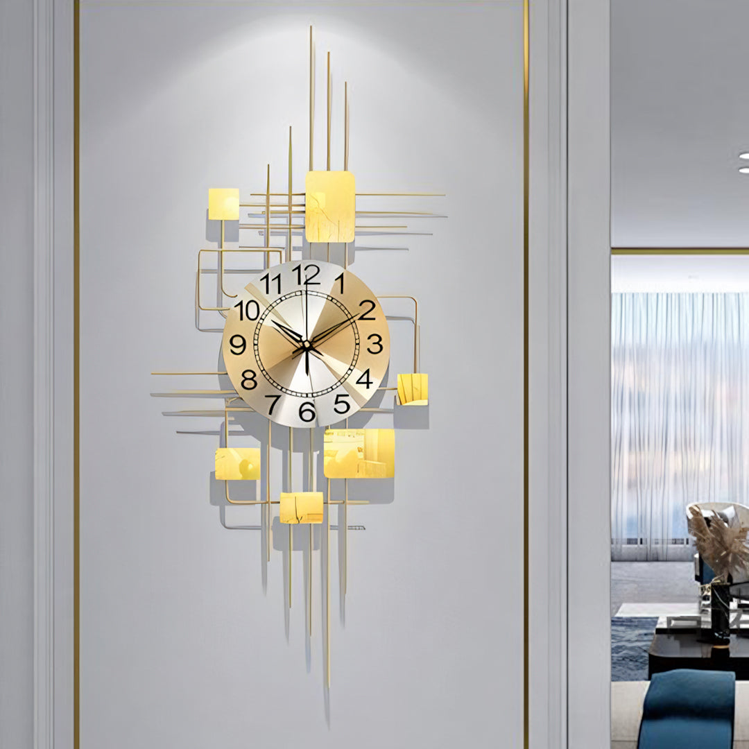 Park Art Deco Wall Clock, Silent Clock, Vertical, Gold-Weilai-Weilai Concept