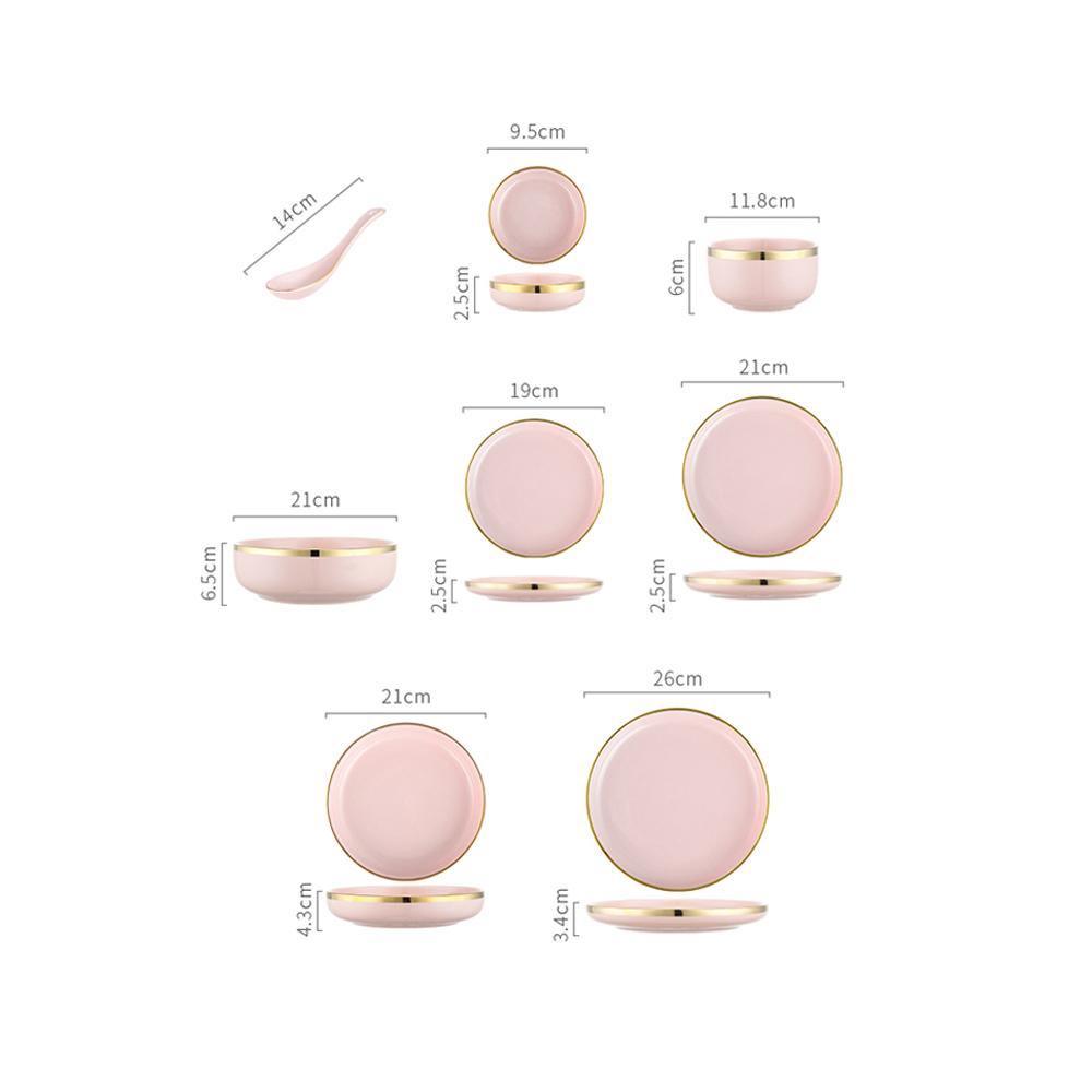 8 Pieces Dinner Set, Pink Or White-Weilai Concept-Weilai Concept