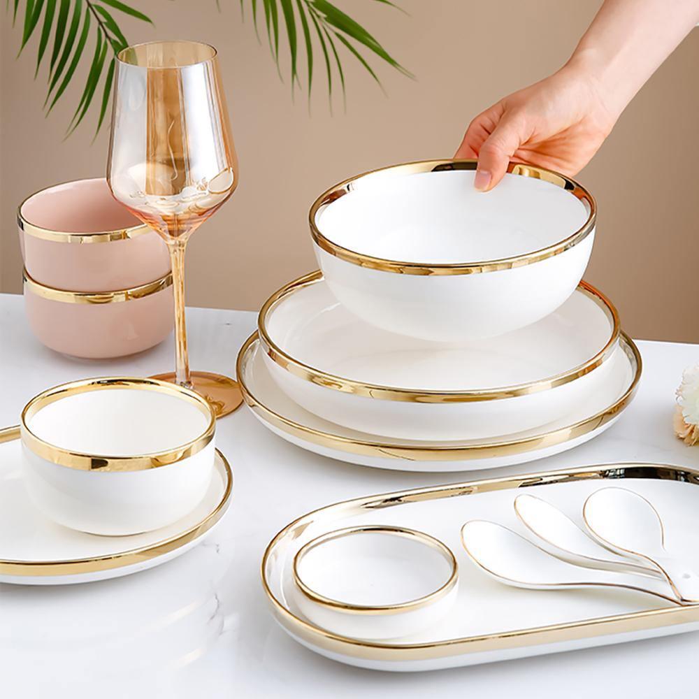 8 Pieces Dinner Set, Pink Or White-Weilai Concept-Weilai Concept