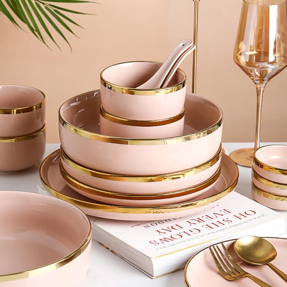 8 Pieces Dinner Set, Pink Or White-Weilai Concept-Weilai Concept