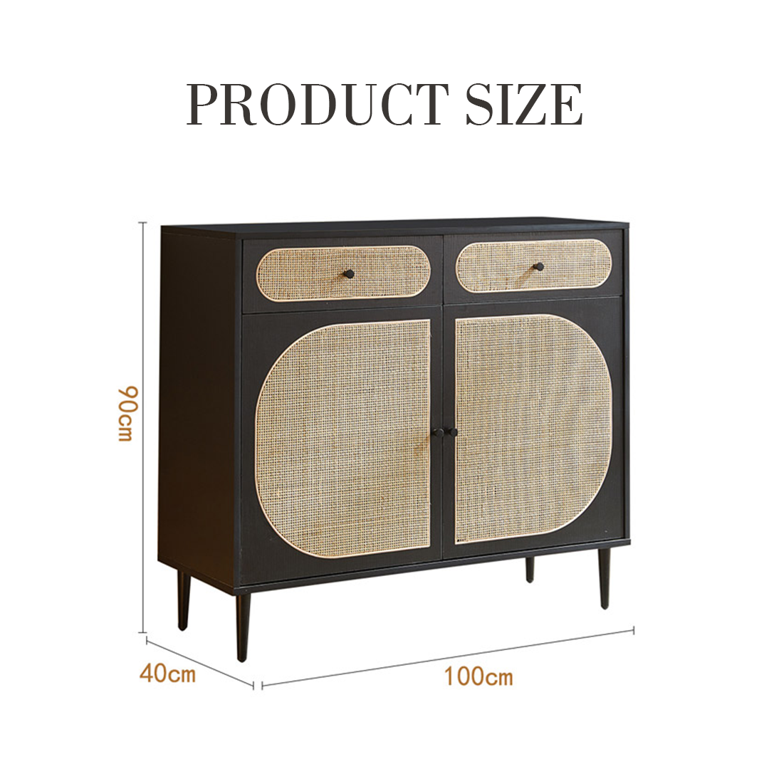 Barbary Rattan Sideboard, Black Or Oak-Weilai Concept-Weilai Concept