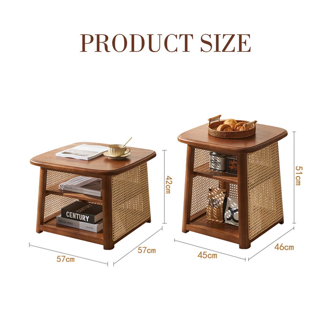 Nordic Square Coffee Table Set, Rattan-Weilai Concept-Weilai Concept