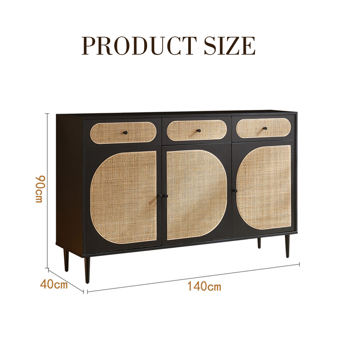 Ballard Rattan Sideboard, Black Or Oak-Weilai Concept-Weilai Concept
