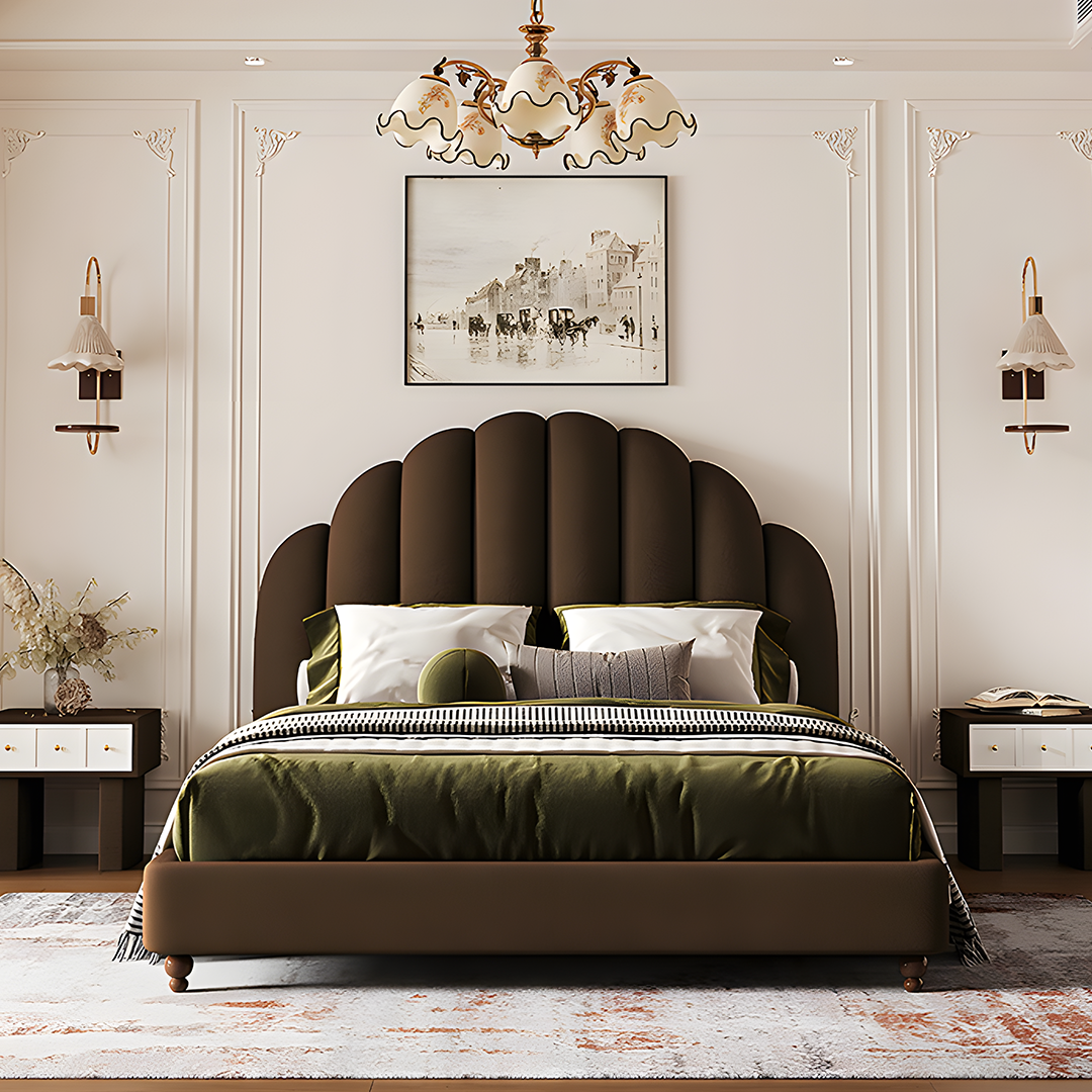 Cassian Small Double Bed, King Size Bed, Flannelette-Weilai Concept-Weilai Concept