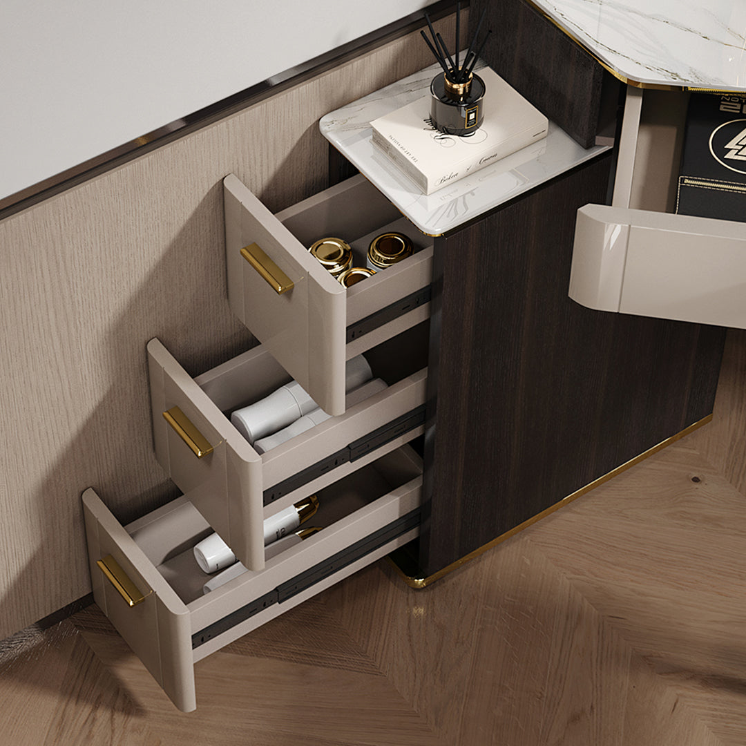 Amigo Small Corner Dressing Table, Slimline Dressing Table, With LED Mirror-Weilai Concept-Weilai Concept