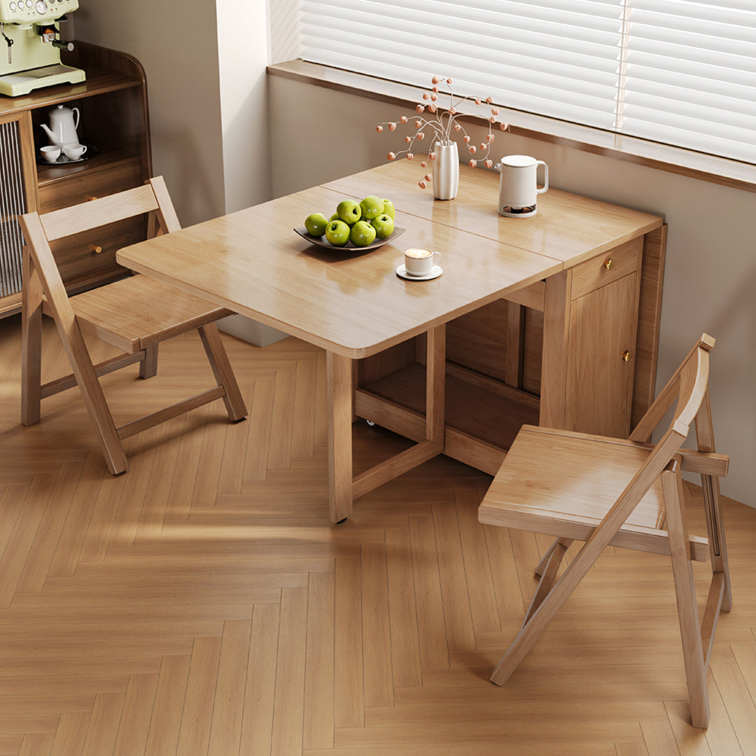 Salgado Folding Dining Table With Storage, Solid Wood