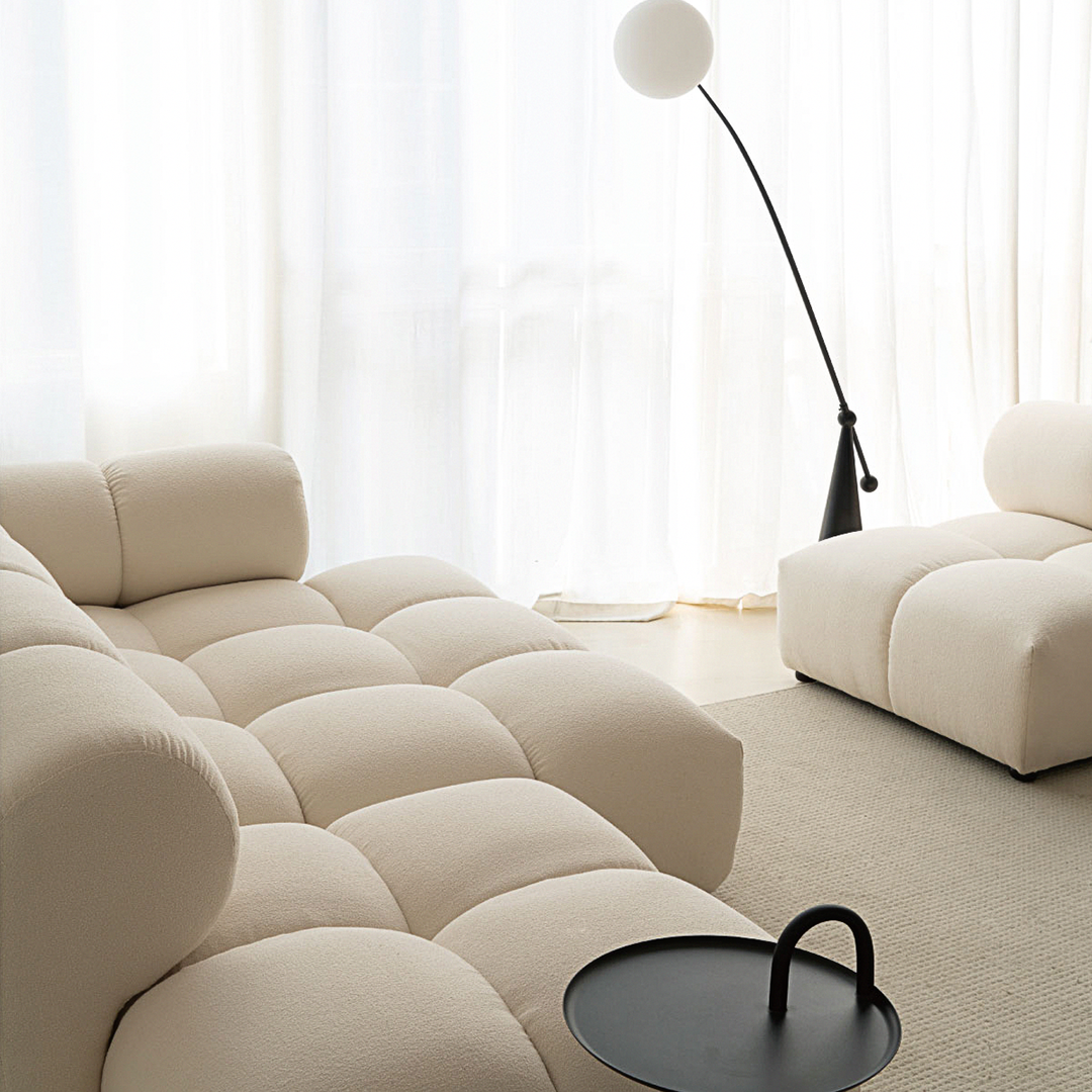 Lysander Velvet Module Three Seater, Four Seater, Five Seater Sofa, Corner Sofa, White-Weilai Concept-Weilai Concept