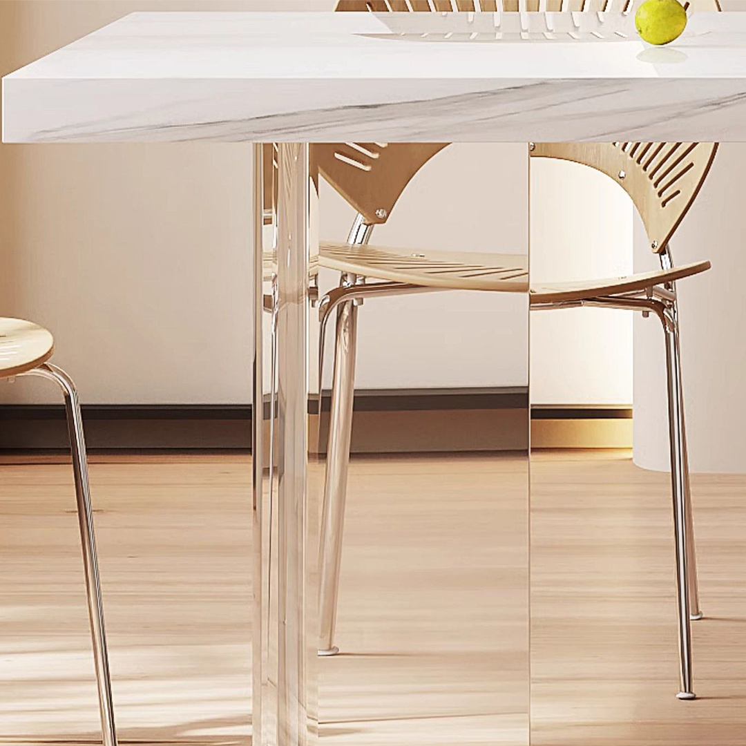 Madison Creamy Dining Table, Sintered Stone & Acrylic-Weilai Concept-Weilai Concept