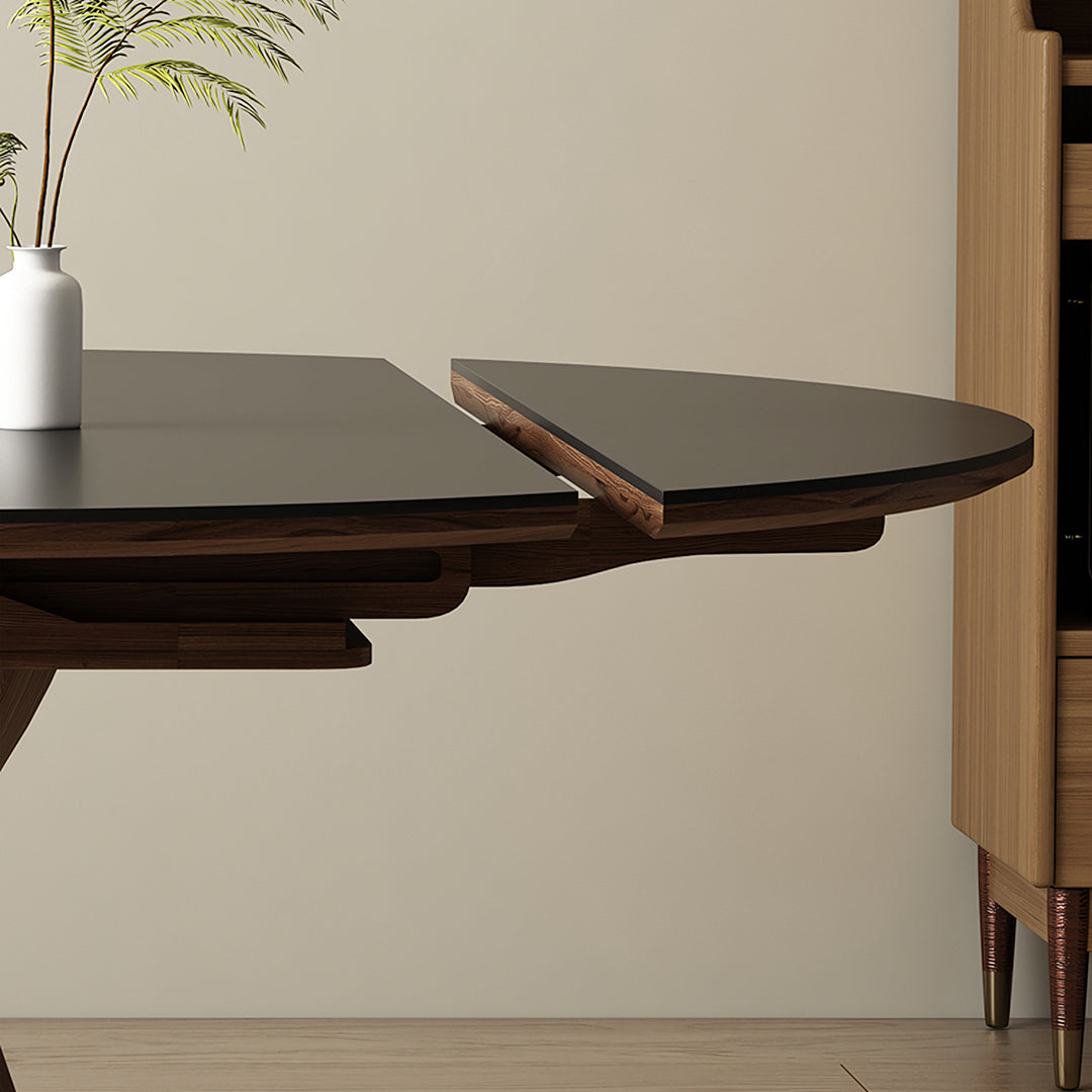 Caruso Round Folding Dining Table, Sintered Stone, Black