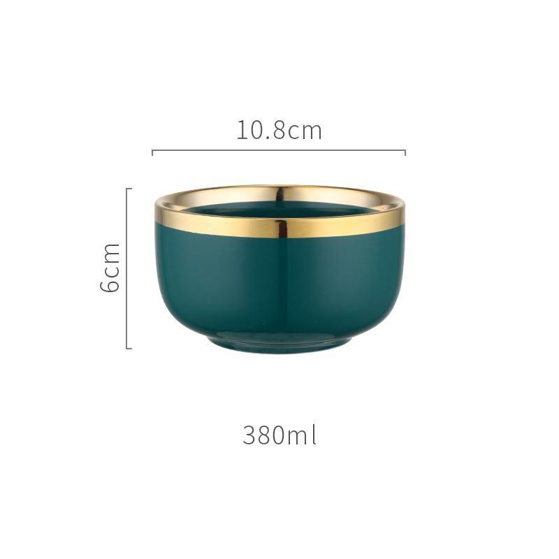 9 Piece Dinner Set, Green And Gold-Weilai Concept-Weilai Concept
